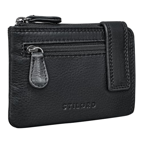 STILORD 'Lasse' Schlüsseletui mit Geldfach Leder Vintage Münzbörse Herren Schlüssel Portemonnaie Slim Wallet mit Schlüssel-Ring RFID Blocker, Farbe:schwarz von STILORD