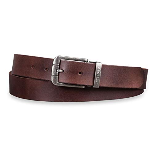 STILORD Ledergürtel Herren Braun Universal Kürzbar für Casual Business und Jeans 34 mm Leder-Gürtel 100% echtes Leder in Shabby Box cresto - braun, Farbe:Schnalle antik - silbern V von STILORD