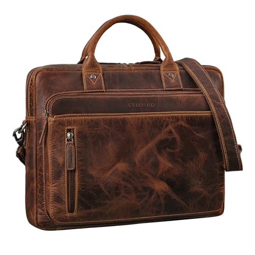 STILORD Ledertasche für Herren & Damen braun - Aktentasche mit 14 Zoll Laptopfach - Business-Tasche für Office, Uni & Büro - Umhängetasche 'Syd' STILORD Ledertasche für Herren & Damen braun - Aktentasche mit 14 Zoll Laptopfach - Business-Tasche für Office, Uni & Büro - Umhängetasche 'Syd' von STILORD