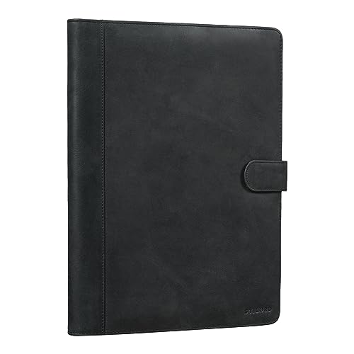 STILORD 'Lennon' Konferenzmappe Leder für 12,9 Zoll iPads Aktenmappe Dokumentenmappe DIN A4 Schreibmappe Vintage Echtleder, Farbe:anthrazit von STILORD