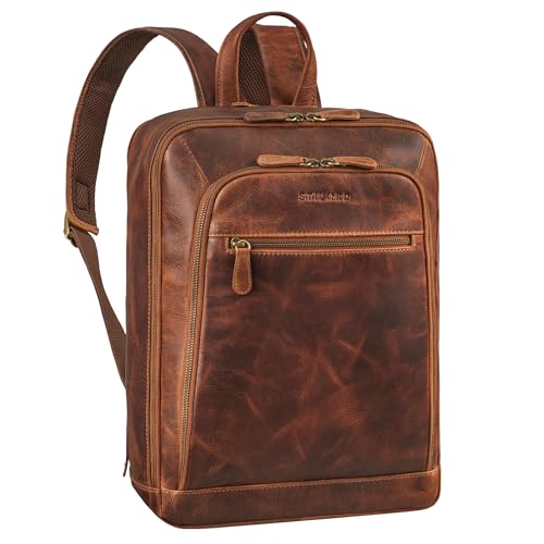 STILORD 'Leslie' Lederrucksack Damen und Herren Business 15.6 Zoll Leder Backpack Businessrucksack Herren Rucksack XL für Breite DIN A4 Ordner Tagesrucksack Vintage Echtleder, Farbe:prestige - braun STILORD 'Leslie' Lederrucksack Damen und Herren Business 15.6 Zoll Leder Backpack Businessrucksack Herren Rucksack XL für Breite DIN A4 Ordner Tagesrucksack Vintage Echtleder, Farbe:prestige - braun von STILORD