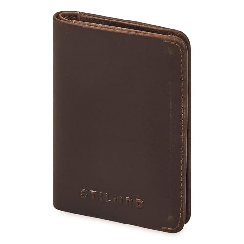 STILORD 'Levent' Mini Kredit-Kartenetui Leder Slim Wallet - Kleines Echtleder Portemonnaie Kartenhalter für 10 Karten - Credit Card Holder Geldbörse RFID - Herren Damen, Farbe:sapelli - braun von STILORD