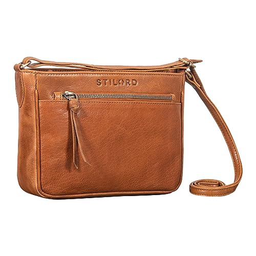 STILORD 'Lilia' 2-in-1 Umhängetasche Damen Handtasche Leder Vintage Bag Ledertasche modern Abendtasche Echtleder Clutch Schultertasche für Frauen, Farbe:texas - braun von STILORD