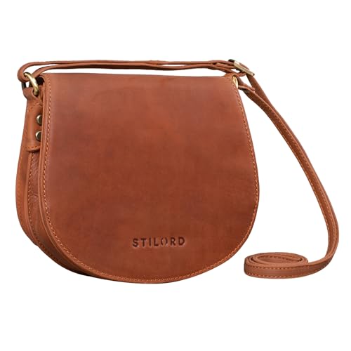 STILORD 'Lilly' Kleine Leder Tasche Damen Vintage Umhängetasche Handtasche zum Ausgehen Abendtasche Partytasche Freizeittasche für Frauen Echtleder, Farbe:andorra - braun, Größe:M von STILORD