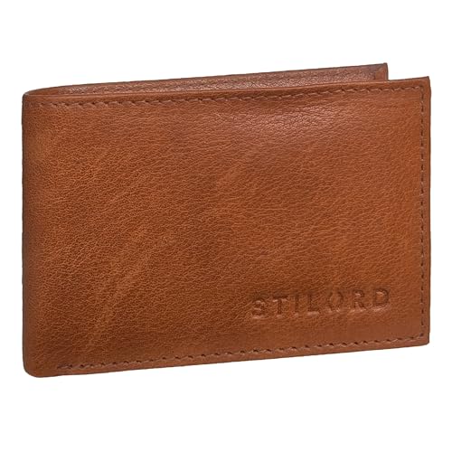 STILORD 'Lincoln' Mini Geldbörse RFID Leder Herren Slim Wallet Minibörse Portemonnaie klein NFC Protector kleine Brieftasche Echtleder in Geschenkbox klein, Farbe:Texas - braun von STILORD