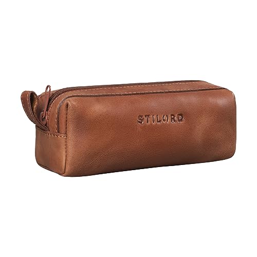 STILORD 'Linus' Etui Leder Vintage Herren Damen Stifteetui Lederetui Federmappe quadratisch Stiftetasche von STILORD