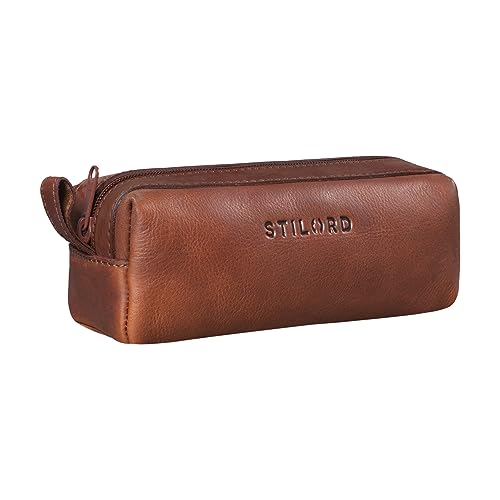 STILORD 'Linus' Etui Leder Vintage Herren Damen Stifteetui Lederetui Federmappe quadratisch Stiftetasche von STILORD