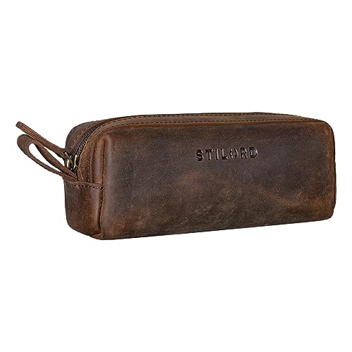 STILORD 'Linus' Etui Leder Vintage Herren Damen Stifteetui Lederetui Federmappe quadratisch Stiftetasche von STILORD