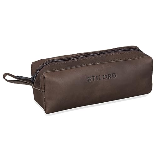 STILORD 'Linus' Etui Leder Vintage Herren Damen Stifteetui Lederetui Federmappe quadratisch Stiftetasche von STILORD