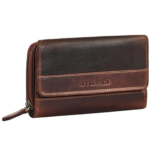 STILORD 'Lissy' Elegante Geldbörse Damen Leder Groß Frauen Geldbeutel mit RFID Schutz Portemonnaie viele Kartenfächer und extra Münzfach Große Brieftasche Echtleder, Farbe:Kara - Cognac von STILORD