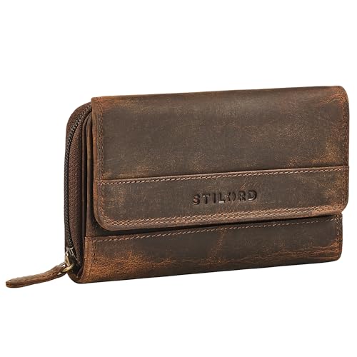 STILORD 'Lissy' Elegante Geldbörse Damen Leder Groß Frauen Geldbeutel mit RFID Schutz Portemonnaie viele Kartenfächer und extra Münzfach Große Brieftasche Echtleder, Farbe:Kreta - braun von STILORD
