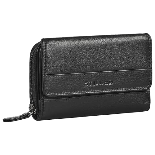 STILORD 'Lissy' Elegante Geldbörse Damen Leder Groß Frauen Geldbeutel mit RFID Schutz Portemonnaie viele Kartenfächer und extra Münzfach Große Brieftasche Echtleder, Farbe:schwarz von STILORD