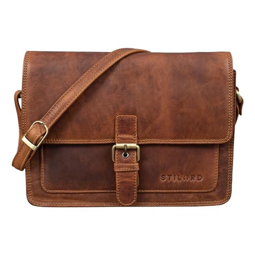 STILORD 'Liv' Damentasche Leder Handtasche Umhängetasche klein Frauen Ausgehtasche Schultertasche Vintage Ledertasche, Farbe:Kara - Cognac von STILORD