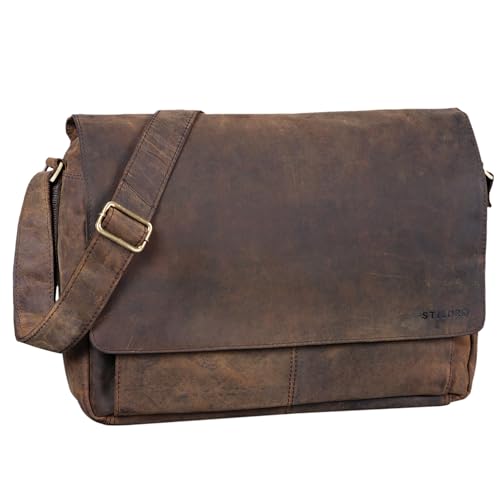 STILORD 'Lonzo' Vintage Umhängetasche echtes Büffel-Leder Messenger Bag für Herren und Damen Unitasche Büro Business Studium Leder, Farbe:colorado - braun von STILORD