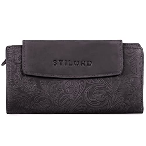 STILORD 'Lorelai' Portemonnaie Damen Leder Groß Frauen Geldbörse Reißverschluss Vintage Portmonee Quer Elegant und Stilsicher, Farbe:Canyon - braun von STILORD