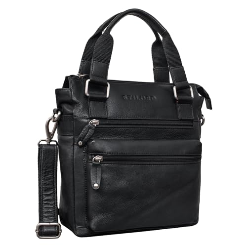 STILORD 'Lucia' Vintage Ledertasche Damen aus echtem Leder Freizeit Handtasche Crossbody Bag elegante Abendtasche für 9,7 Zoll iPad, Farbe:schwarz von STILORD