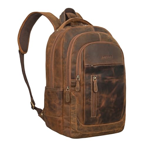 STILORD 'Lucio' Hochwertiger Arbeitsrucksack Herren und Damen aus Premium Leder Laptoprucksack 17.3 Zoll Vintage Lederrucksack XL Business Rucksack, Farbe:calais - braun von STILORD