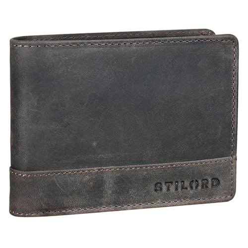 STILORD 'Lucius' Vintage Portemonnaie Leder Herren Brieftasche Geldbörse Portmonee Geldbeutel Wallet mit RFID NFC Schutz Echtleder, Farbe:dunkel - braun von STILORD