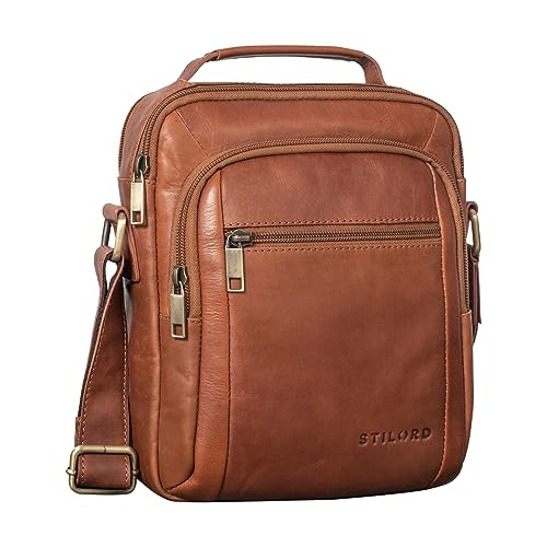 STILORD 'Lucky' Umhängetasche Herren Klein Leder Handtasche Männer Ledertasche Crossbody Bag Vintage Ledertasche Echtleder, Farbe:Namibia - braun von STILORD