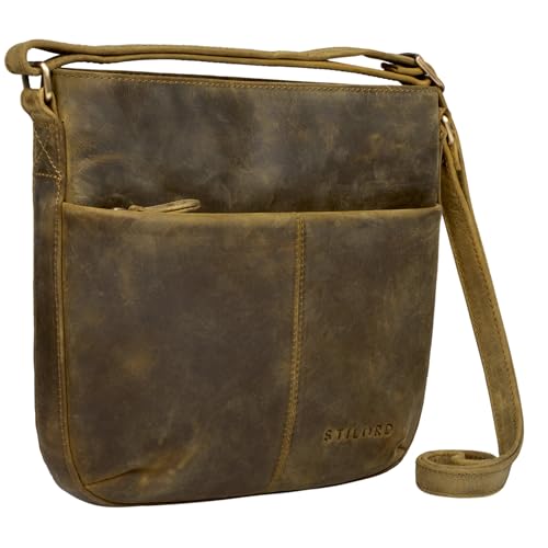 STILORD 'Lucy' Crossbody Bag Damen Leder Vintage Ledertasche Umhängetasche Modern für Freizeit Ausgehen Shopping Handtasche Echtleder, Farbe:mittel - braun von STILORD