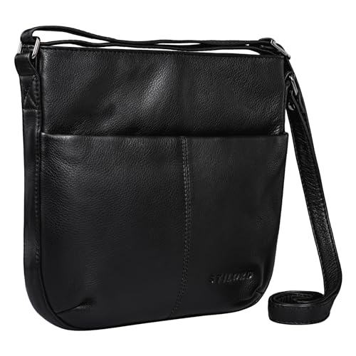 STILORD 'Lucy' Crossbody Bag Damen Leder Vintage Ledertasche Umhängetasche Modern für Freizeit Ausgehen Shopping Handtasche Echtleder, Farbe:schwarz von STILORD