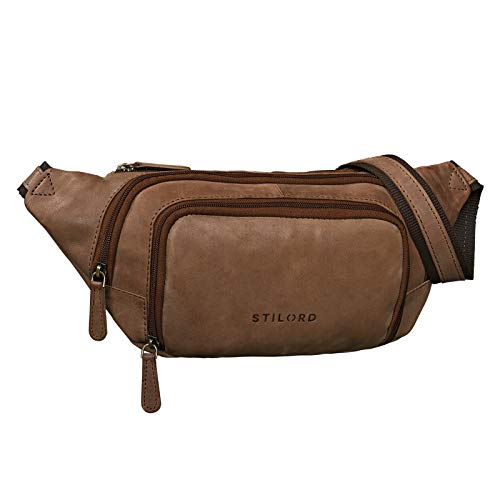 STILORD 'Luke' Bauchtasche Leder Herren Vintage Gürteltasche Unisex Damen Hüfttasche für Reisen Festival Konzert Freizeit Echtleder Brusttasche, Farbe:Cognac - Hellbraun von STILORD