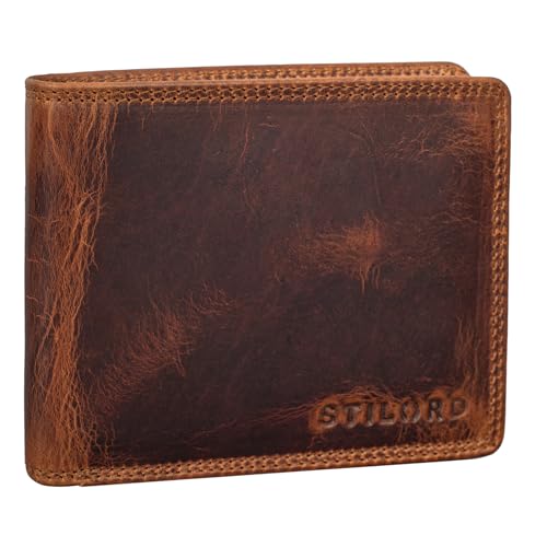 STILORD 'Lunis' Leder Geldbörse RFID Herren Vintage Portemonnaie mit Münzfach Echtleder Brieftasche Kartenetui Slim Wallet Geldbeutel für Männer, Farbe:Kara - Cognac von STILORD