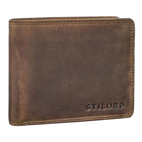 STILORD 'Lunis' Leder Geldbörse RFID Herren Vintage Portemonnaie mit Münzfach Echtleder Brieftasche Kartenetui Slim Wallet Geldbeutel für Männer, Farbe:mittel - braun von STILORD