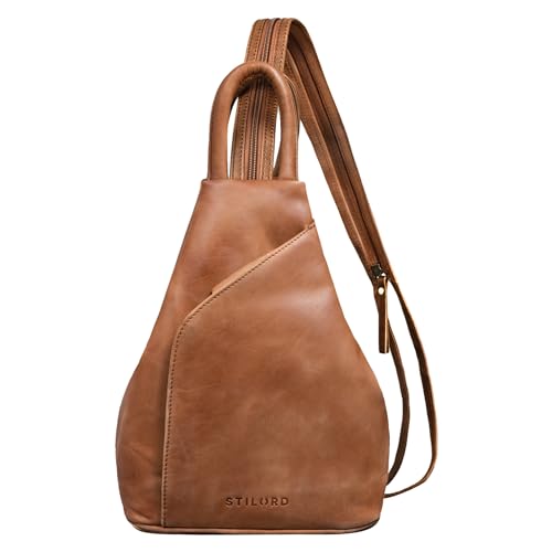 STILORD 'Lyanna' Sling Bag Damen Leder Crossbody Rucksack 2-in-1 Handtasche Frauen Rucksackhandtasche für City Ausgehen Shopping Tagesrucksack Echtleder, Farbe:taranto - braun von STILORD