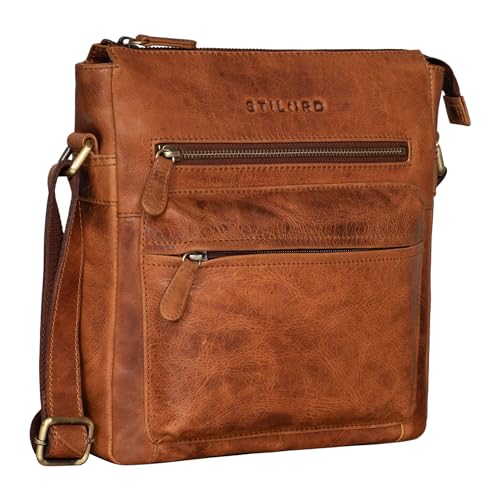 STILORD 'Mae' Umhängetasche Damen Leder Handtasche Frauen Abendtasche Freizeittasche Ledertasche für DIN A5 und für 9.7' iPad Vintage Leder, Farbe:kara - cognac von STILORD