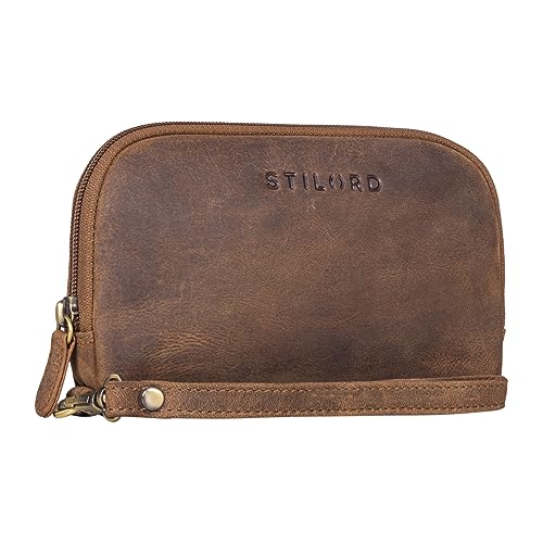 STILORD 'Maeve' Clutch Geldbörse Leder für Damen Vintage Handytasche mit Abnehmbarer Handschlaufe Mini Handtasche Elegantes Portemonnaie aus Echtleder, Farbe:mittel - braun von STILORD