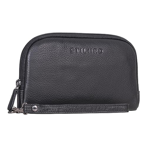 STILORD 'Maeve' Clutch Geldbörse Leder für Damen Vintage Handytasche mit Abnehmbarer Handschlaufe Mini Handtasche Elegantes Portemonnaie aus Echtleder, Farbe:schwarz von STILORD