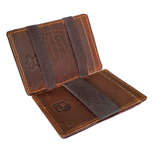 STILORD 'Mago' Magic Wallet mit Münzfach aus Echt Leder für Herren Kreditkartenetui RFID Schutz kleine Geldbörse im Vintage-Look, Farbe:luino - braun von STILORD