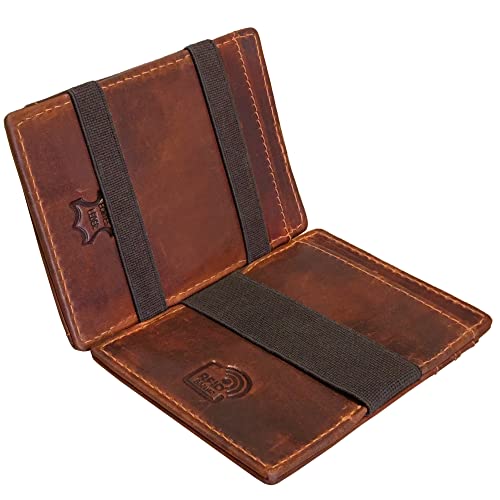 STILORD 'Mago' Magic Wallet mit Münzfach aus Echt Leder für Herren Kreditkartenetui RFID Schutz kleine Geldbörse im Vintage-Look, Farbe:Salerno - braun von STILORD