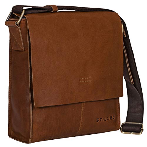 STILORD 'Malte' Kleine Messenger Bag Leder Herren Vintage Schultertasche Umhängetasche für 9.7 Zoll Tablet iPad Handtasche A5 echtes Rindsleder, Farbe:mocca - dunkelbraun von STILORD
