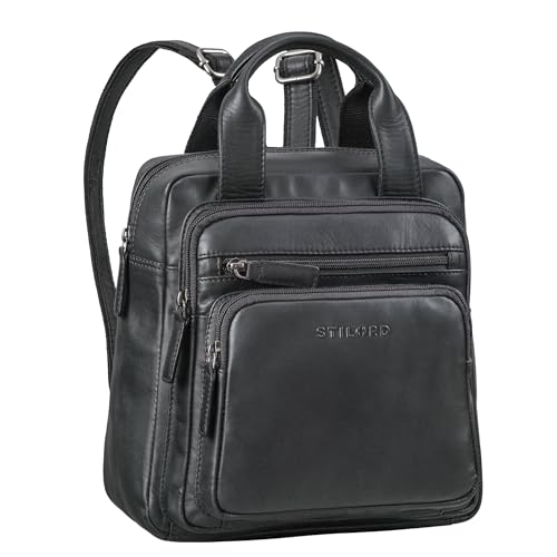 STILORD 'Maple' Kleiner Rucksack Damen Leder Tagesrucksack Mini Rucksack-Tasche Vintage Damen-Rucksack Klein Cityrucksack Lederrucksack Damen Echtleder Backpack Daypack, Farbe:schwarz von STILORD