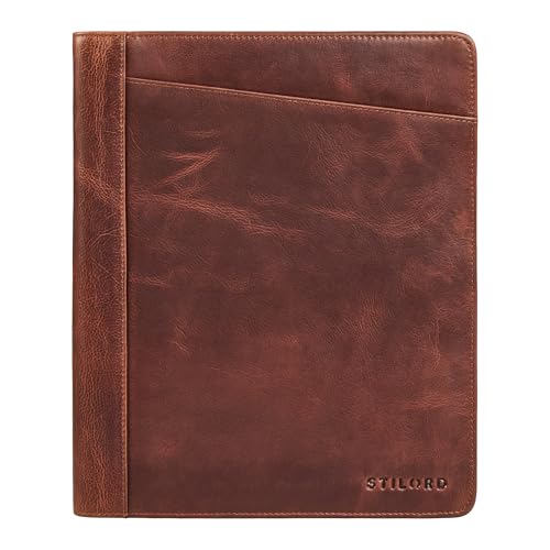 STILORD 'Marek' Echtleder Dokumentenmappe A4 Leder Konferenzmappe Vintage Schreibmappe Ledermappe mit Reißverschluss & Tabletfach 13-13,6 Zoll für Arbeit Büro Meetings, Farbe:Kara - Cognac STILORD 'Marek' Echtleder Dokumentenmappe A4 Leder Konferenzmappe Vintage Schreibmappe Ledermappe mit Reißverschluss & Tabletfach 13-13,6 Zoll für Arbeit Büro Meetings, Farbe:Kara - Cognac von STILORD