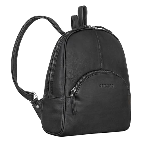 STILORD 'Margot' Daypack Damen Leder Klein Vintage Rucksack für Frauen Anti-Diebstahl Rucksackhandtasche für Städtetrips Tagesrucksack Echtleder von STILORD