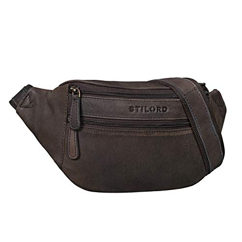 STILORD 'Marian' Gürteltasche Leder Vintage für Herren Damen Bauchtasche Hüfttasche für Handy Kosmetik Kamera Reisen Party Konzerte Festival Echtleder, Farbe:matt - Dunkelbraun von STILORD