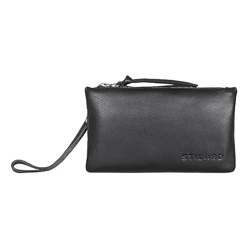 STILORD 'Mariette' Kleine Umhängetasche Damen Leder Handtasche 3in1 Clutch Gürteltasche Bauchtasche Crossbody Bag Vintage Echtleder, Farbe:schwarz von STILORD