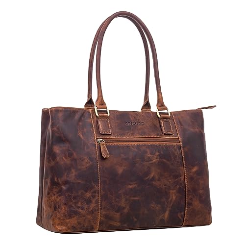 STILORD Damen-Shopper aus Leder braun - Vintage Handtasche für Damen - Frauen Schultertasche - 15,6 Zoll, perfekt für Laptop 'Marika' von STILORD