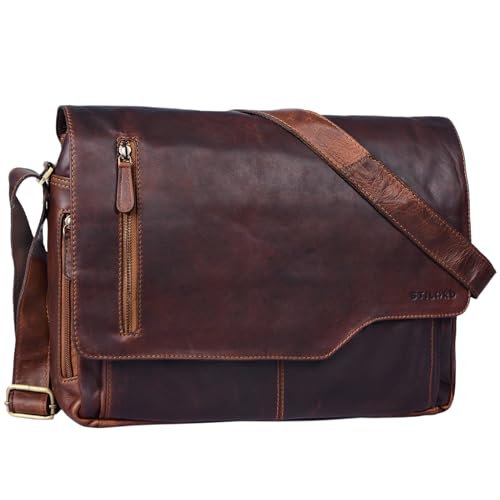 STILORD Ledertasche für Herren cognac - Aktentasche mit 15.6 Zoll Laptopfach - Frauen & Männer Business-Tasche für Office, Uni & Büro - Umhängetasche 'Marlon' von STILORD