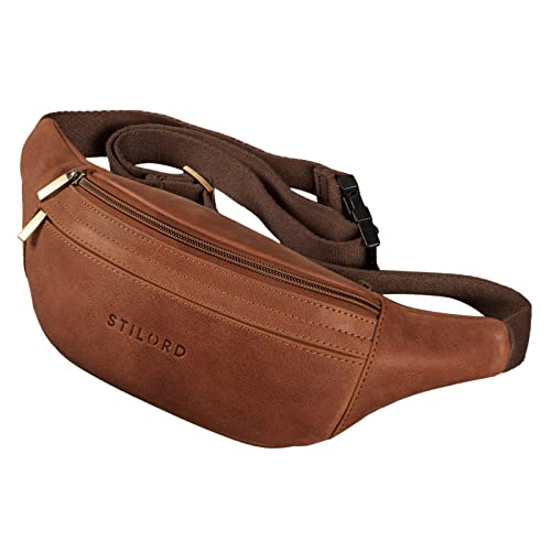 STILORD 'Marquez' Gürteltasche Leder ideal Cross-Body Umhängetasche Vintage Bauchtasche Hüfttasche für Herren Damen Belt Bag für Umschnalltasche Echtleder, Farbe:Andorra - braun von STILORD