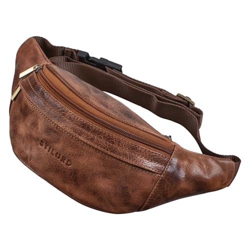 STILORD 'Marquez' Gürteltasche Leder ideal Cross-Body Umhängetasche Vintage Bauchtasche Hüfttasche für Herren Damen Belt Bag für Umschnalltasche Echtleder, Farbe:Napoli - braun von STILORD