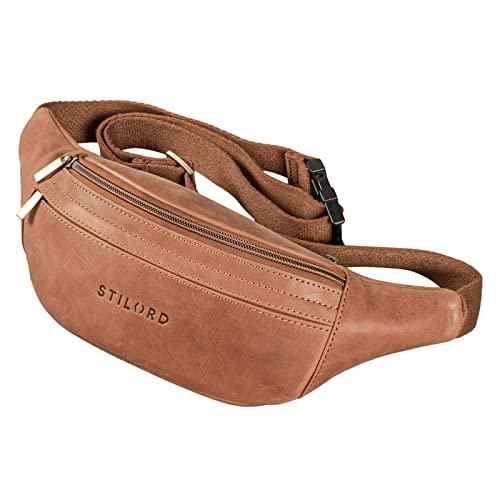 STILORD 'Marquez' Gürteltasche Leder ideal Cross-Body Umhängetasche Vintage Bauchtasche Hüfttasche für Herren Damen Belt Bag für Umschnalltasche Echtleder, Farbe:Terni - braun von STILORD