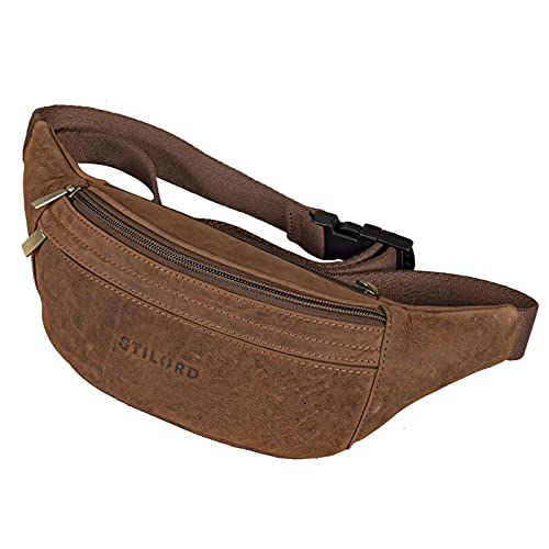 STILORD 'Marquez' Gürteltasche Leder ideal Cross-Body Umhängetasche Vintage Bauchtasche Hüfttasche für Herren Damen Belt Bag für Umschnalltasche Echtleder, Farbe:Veleta - braun von STILORD