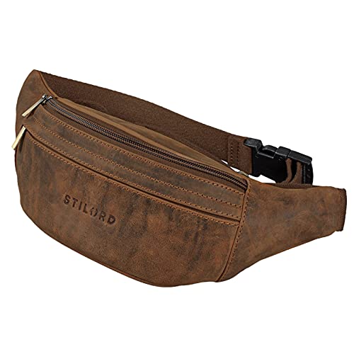 STILORD 'Marquez' Gürteltasche Leder ideal Cross-Body Umhängetasche Vintage Bauchtasche Hüfttasche für Herren Damen Belt Bag für Umschnalltasche Echtleder, Farbe:aneto - braun von STILORD