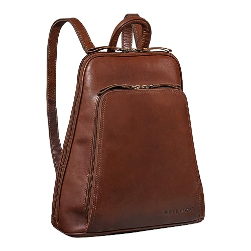 STILORD 'Martha' Lederrucksack Frauen Vintage Daypack Damen Rucksack Elegant und Modern für City Ausgehen Shopping Arbeit Rucksacktasche Leder, Farbe:porto - cognac von STILORD