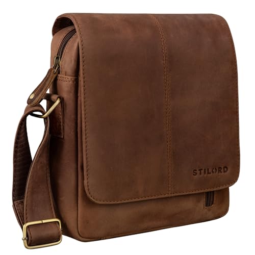 STILORD 'Matt' Ledertasche Männer klein Vintage Umhängetasche Schultertasche Herrentasche für 9,7 Zoll iPads Tablet Herrenhandtasche Messenger Bag Echtes Leder, Farbe:Messina - braun von STILORD