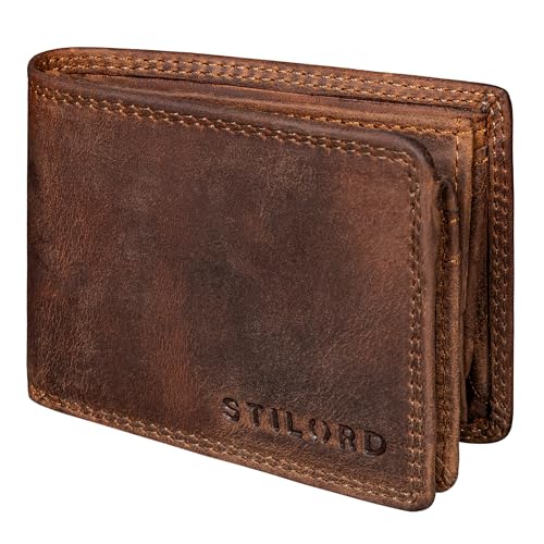 STILORD 'Matteo' Herren Mini Portemonnaie Leder Echtleder Geldbörse RFID Schutz modernes Design Brieftaschen für Männer mit Münzfach Geldbeutel klein Leather Slim Wallet, Farbe:mittel - braun von STILORD